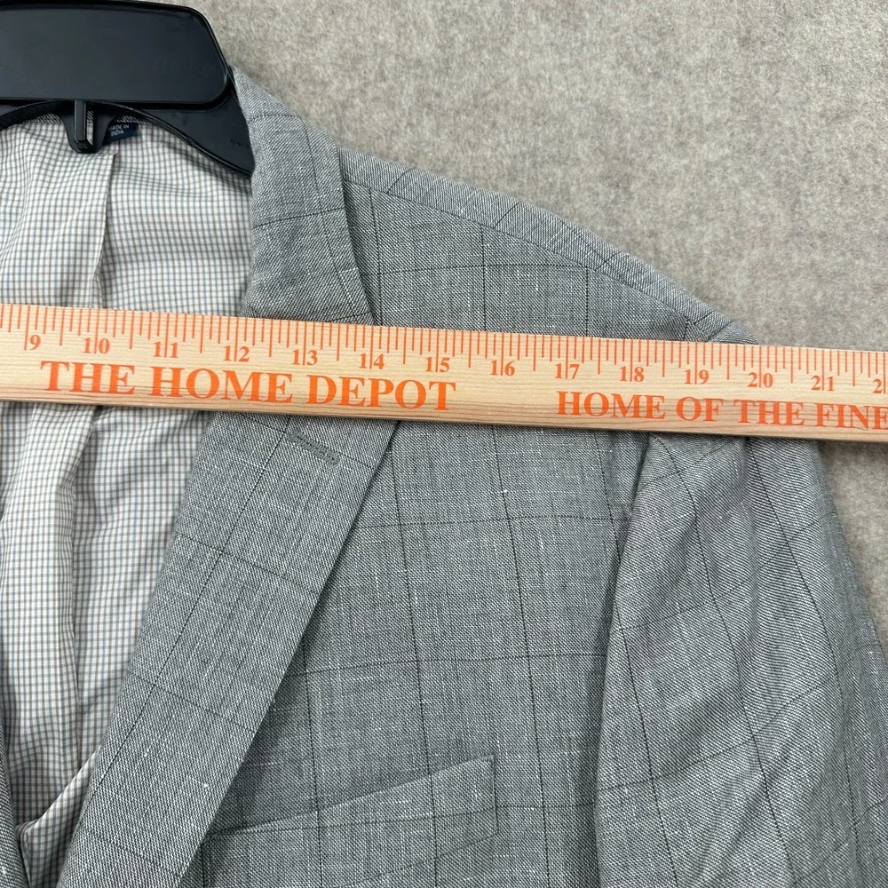 Jos. A. Bank Mens Sports Coat Linen‎ Wool Blazer Jacket Size 44L Grey Windowpane